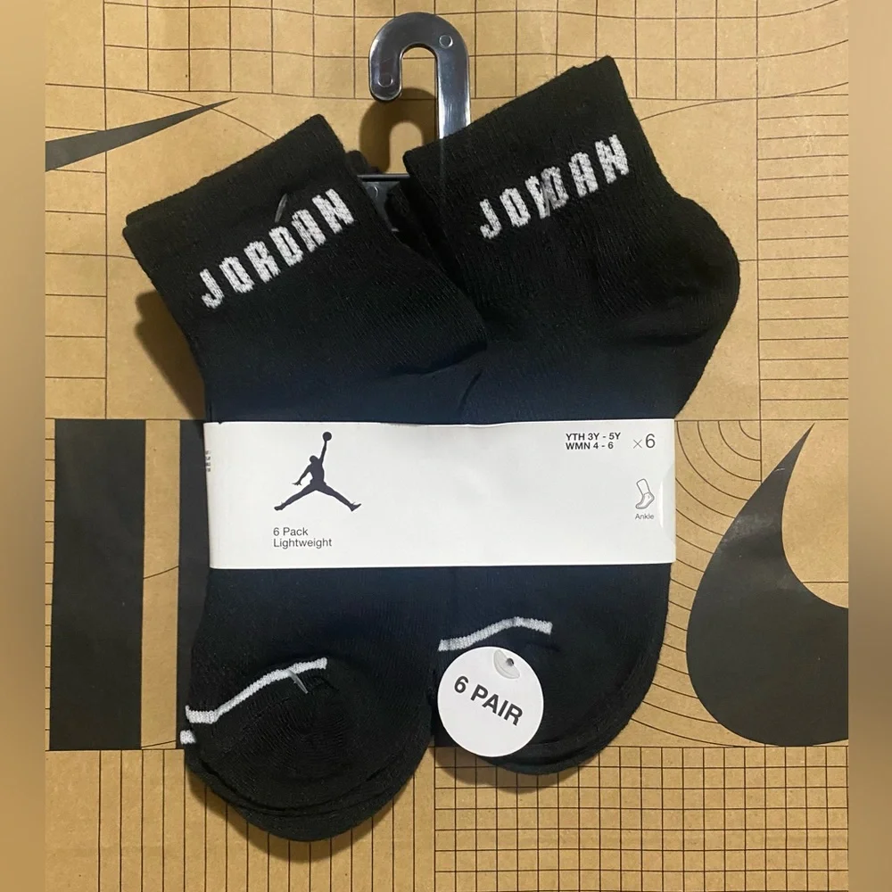 Nike Air Jordan Black Ankle Socks quarter cut basketball socks jumpman 6-pack